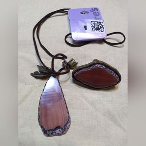 NWT Lovely Necklace & Ring Set, Red Stone, One-Size-Fits-All Ring, Clair…